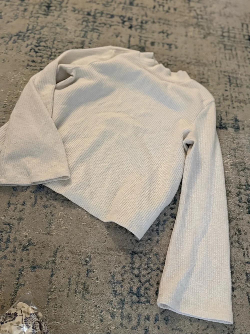 Cream Ribbed Mock Neck Sweater kids